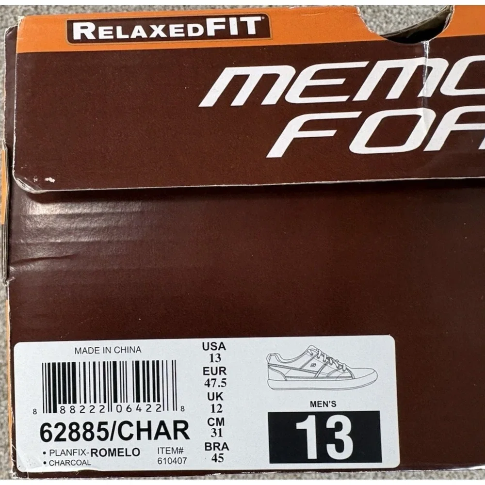 Skechers Relaxed Fit Planfix Romelo Sneaker Men's 13 Charcoal Leather New in Box